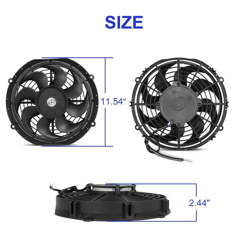BETTERCLOUD Universal 10 Inch Black Slim Radiator Cooling Fan 12V 80W Push Pull with Mount Kit – Fits Radiators for Vehicles, Cars, Trucks - Image 2
